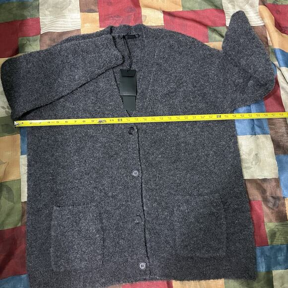 Jenni Kayne Boucle Cocoon Cardigan Dark Gray Alpaca-Blend Size Medium - Picture 7 of 8